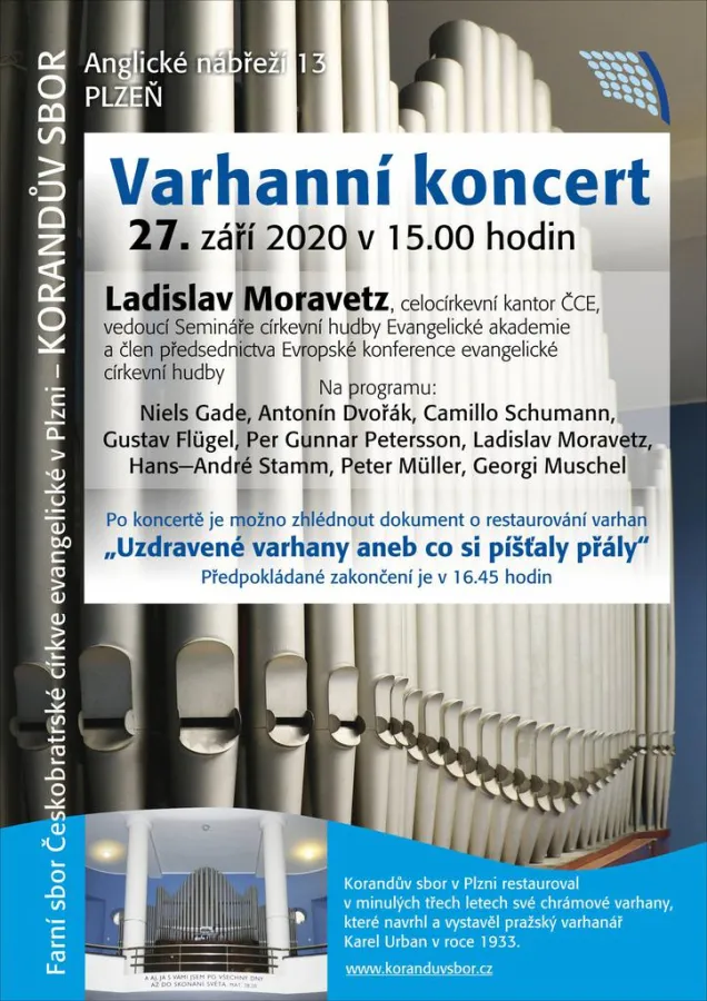 Korandův sbor — Varhanní koncert Ladislava Moravetze 27. 9. 2020 (foto č. 1)