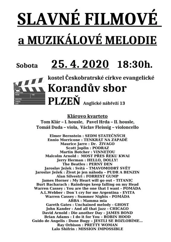 Korandův sbor — program letak (25. dubna 2020)