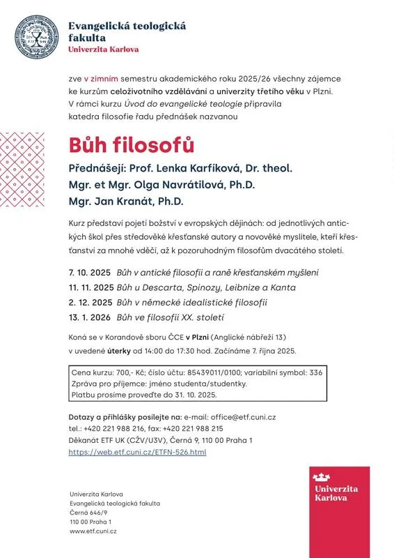 Zimní semestr 2025/26: Bůh filosofů
