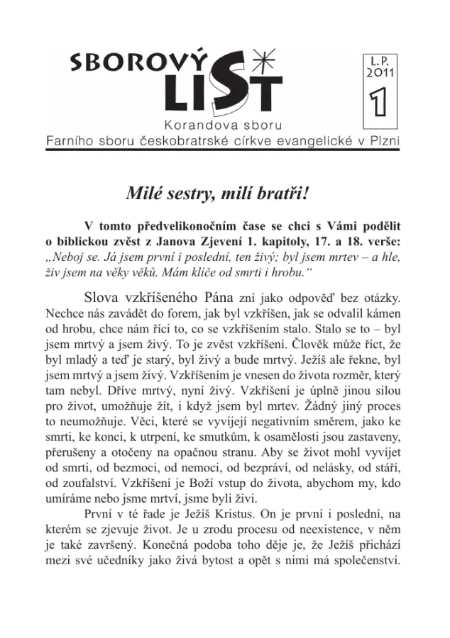 Náhled první strany — sborovy_list_2011_Velikonoce_2