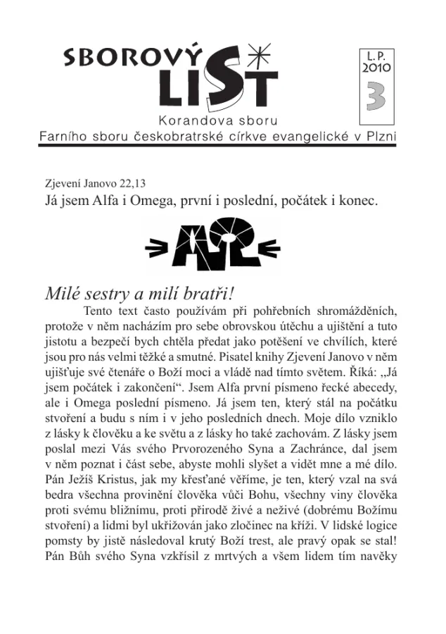 Náhled první strany — Sborový list 2010-3