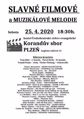 Korandův sbor — program letak (25. dubna 2020)