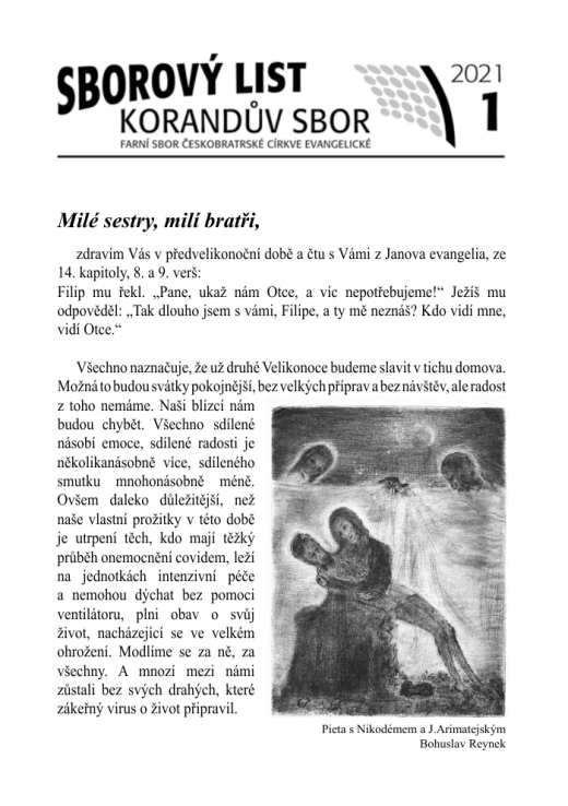 Náhled první strany — sborový list 2021-1