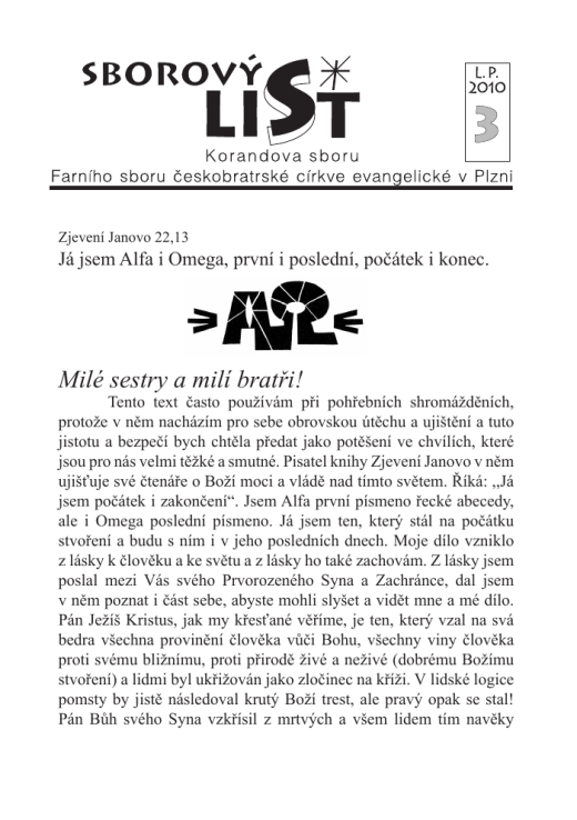 Náhled první strany — Sborový list 2010-3